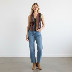 Vintage Talbots 100% Silk Belt Print Vest